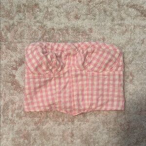 Free People Pink Gingham Bustier Top